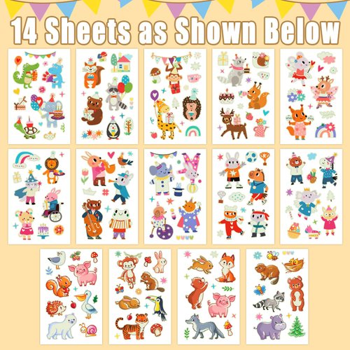 Partywind Glow Animals Temporary Tattoos for Kids, 170 Styles Jungle Animals Zoo Party Supplies Favors, Goodie Bag Stuffers for Kids Birthday Party Decorations, Prizes for Kids Classroom