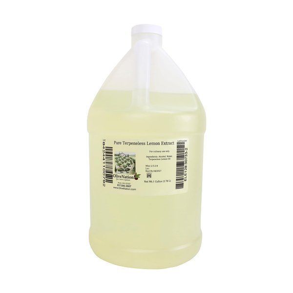 OliveNation Pure Lemon Extract for Baking, Tart Lemony Flavor for Cakes, Cookies, Icing, Filling, Terpeneless, PG Free, Non-GMO, Gluten Free, Kosher, Vegan - 16 ounces