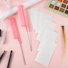 288 Pcs Hair Extensions Tape Tabs Double Sided Tape in Hair Extension Remover with Rat Tail Parting Combs Adhesive Extension Replacement for Women Girls Holiday Favors, 4 cm x 0.8 cm(White, Pink)