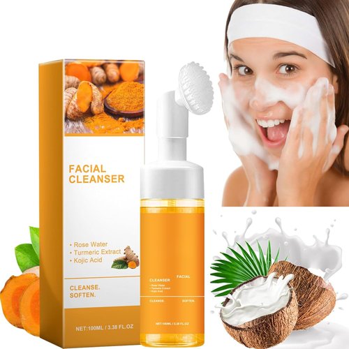Generic 1PCS Turmeric Facial Cleanser,Urmeric Facial Cleanser, Turmeric Face Wash, Foaming Face Wash, Turmeric Foaming Cleanser for All Skin, yellow