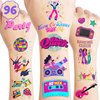 8 Sheets (96PCS) Disco Temporary Tattoos Birthday Party Decorations Supplies Tattoos Stickers Cute Party Favors Kids Girls Boys Gifts Classroom School Prizes Themed