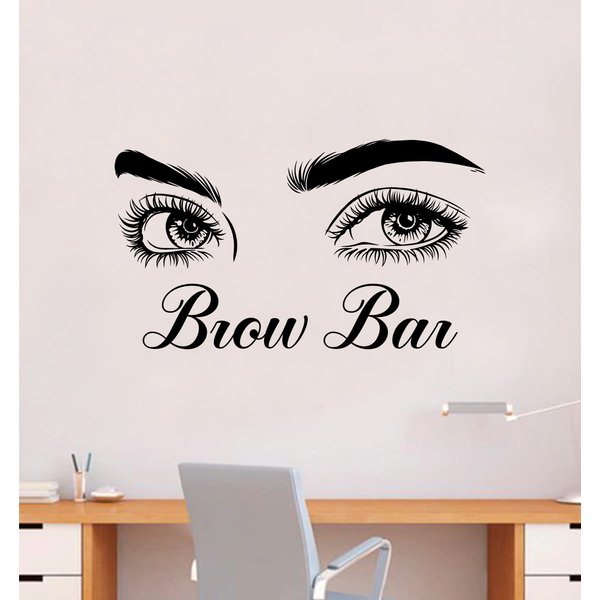 Brow Bar v4 Wall Decal Home Decor Art Sticker Vinyl Bedroom Boys Girls Teen Kids Quote Makeup Lashes Brows Beauty Brushes Lipstick Mascara Eyeshadow Business Logo Studio