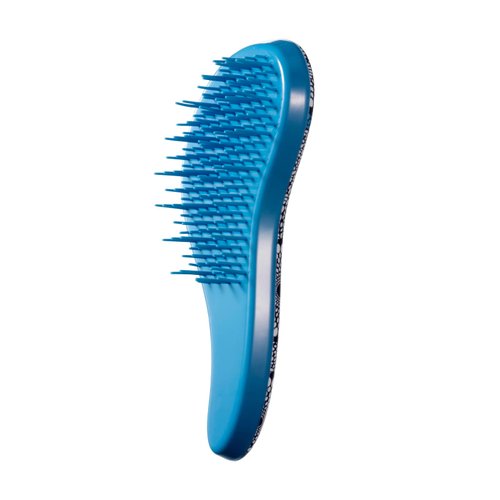 KISMETICS - Small Ergonomic Brush, Gentle Detangling, Travel Size Detangler Hair Brush for All Hair Types. Wet or Dry Hair (Blue Circle)