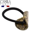 Camila Paris CP2967 French Hair Ponytail Holders Ties, Oval, Handmade, Green, Strong Hold Grip Elastic Band Hair Clips for Women, No Slip Soft Flexible Styling Girls Hair Accessories, Made in France