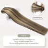 EYEFULL STELL Human Hair Extensions Clip in 18 inch 120g 7PCS Straight Natural Clip ins Real Remy 100% Human Hair Extensions Chocolate Brown To Caramel Blonde Double Weft Thick Layered Clip on Hair