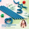 60 Pieces Flexi Rods Flexible Curling Rods Hair Curlers Rollers Twist Flexi Rods Hair Curlers Set No Heat Hair Rods Rollers Flexible Rods for Long Short Hair Women Girls (Blue, 0.5 x 9.5 Inch)