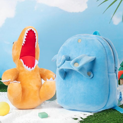 HONGTEYA Dinosaur Backpack for Kids Toddler Backpack for Boys with Stuffed Animal Dinosaur Toy Soft Plush Mini Backpack Gift Birthday Christmas for Baby Age 1 2 3 4 5