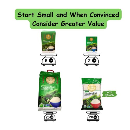 Four Elephants Premium Thai Hom Mali Champion Jasmine Rice Certified Non-GMO 2 lbs With Cooking Instructions Packaging