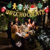 Glitter Christmas Hot Chocolate Banner with Christmas Tree Snowflake Santa Hat Hot Cocoa Bar Garland Banner for Wintertime Christmas Theme New Year Holiday Party Sign Decorations Supplies