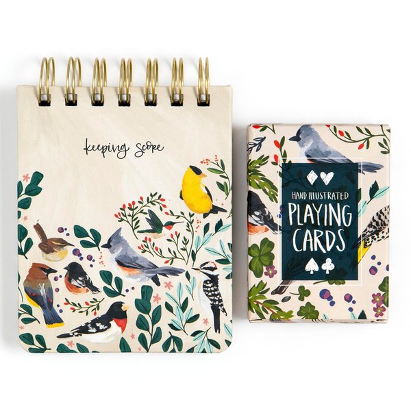 1Canoe2 Feathered Friends Birds Playing Card & Score Pad Set: Unique Bird Playing Cards Themed, Cool Deck of Cards for Card Games, Poker Cards, and Gifts for Bird Lovers, Card Games for Adults