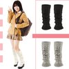 Eurzom 3 Pairs Kawaii Winter Knitted Leg Warmers Knee High Loose Socks Japanese Style Leg Warmers For Girls Women (White, Gray, Black, Wool Balls)