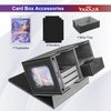 YAXAZA MTG Deck Box with Commander Display Window, Fits 200+ Double-Sleeved Cards, Strong Magnetic PU Leather Card Deck Case, with 2 Dividers, 1 Toploader, andDice Tray (Black & Grey)