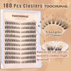 TOOCHUNAG Clusters Lash Extension Kit Natural Cluster Eyelash Extensions Wispy Individual Lashes Clusters Kit with Clear Lash Glue and Eyelash Clusters Tweezers(180pcs,C Curl)