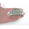Hair claw clip turquoise blue stone textured silver metal western for thin hair