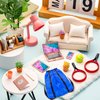Mini School Supplies, Doll School Supplies Includes Mini Doll Tennis Racket, Laptop, Bookshelf, Tablet, Desk lamp for Dolls Accessories Set