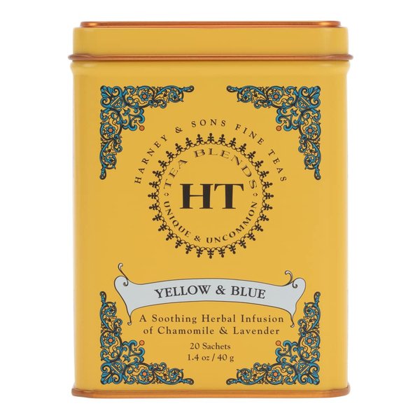 Harney & Sons Master Yellow & Blue Tea Tin - Herbal Blend of Chamomile, Lavender, and Cornflowers - 1.4 Oz, 20 Count