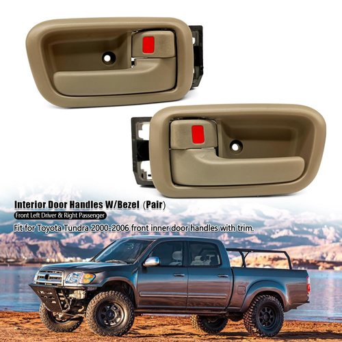 MADAT Interior Door Handle with Frame Fit for Toyota Tundra 2000-2006 Front Left and Right Side Interior Door Handles W/Bezel Replace 692060C010B2 69206-0C010-B2 Beige 2 Pack