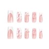 Hkanlre Press on Nails Medium Cute Fake Flower Nails Tips Full Cover Bow False Square French Nails for Women and Girls 24PCS