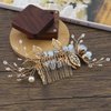Micro Traders Wedding Bridal Hair Comb Flower Side Hair Clips Rhinestone Pearl Floral Headpiece Hair Tools Hair Accessories for Wedding Bridal Bridesmaid Blue