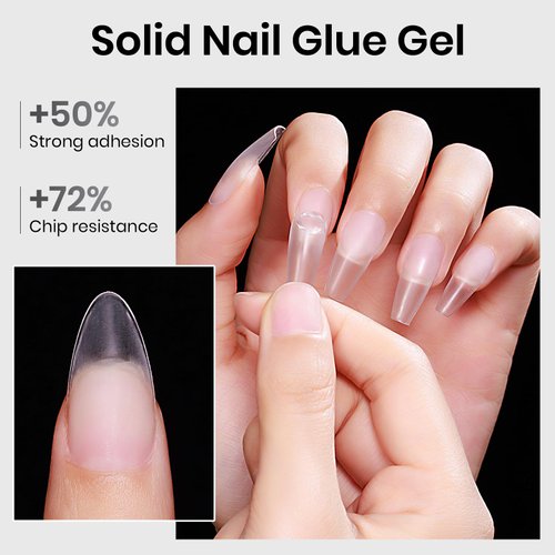 MIZHSE Solid Nail Glue, 18g Solid Nail Glue Gel for Nails and Mini U V Light LED Lamp for Nail Cured Solid Gel Nail Glue for Acrylic Nails, Nail Tips Long Lasting Rhinestone Glue for Nail Salon