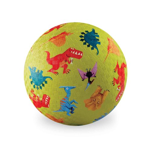 Crocodile Creek Playground Ball - Durable Rubber Ball for Kids Ages 3 and Up - Bouncy Inflatable Ball for Kickball, Indoor Games, and Outdoor Sports - PVC-Free - Dinosaurs Green - 5-inch Diameter