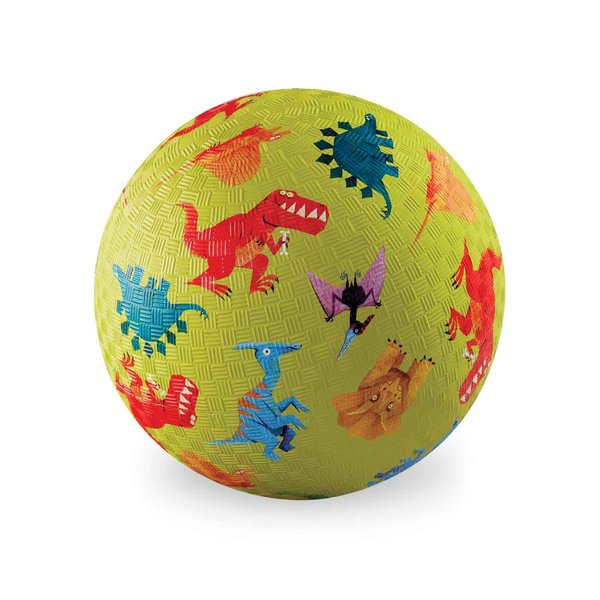Crocodile Creek Playground Ball - Durable Rubber Ball for Kids Ages 3 and Up - Bouncy Inflatable Ball for Kickball, Indoor Games, and Outdoor Sports - PVC-Free - Dinosaurs Green - 5-inch Diameter