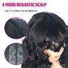 KRSI Curly Wigs With Bangs for Women Long Black Wave Wigs With Wispy Bangs Curly Fringe Shag Haircut Synthetic Wig for Black Women Daily Party Cosplay (1B)