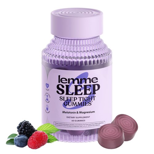 Lemme Sleep Gummies with 5mg Melatonin, Elderberry, Magnesium, L-Theanine, Chamomile and Lavender, Drug-Free Nighttime Sleep Aid, Gluten Free, Gelatin Free, Non GMO, Berry Flavored (60 Count)