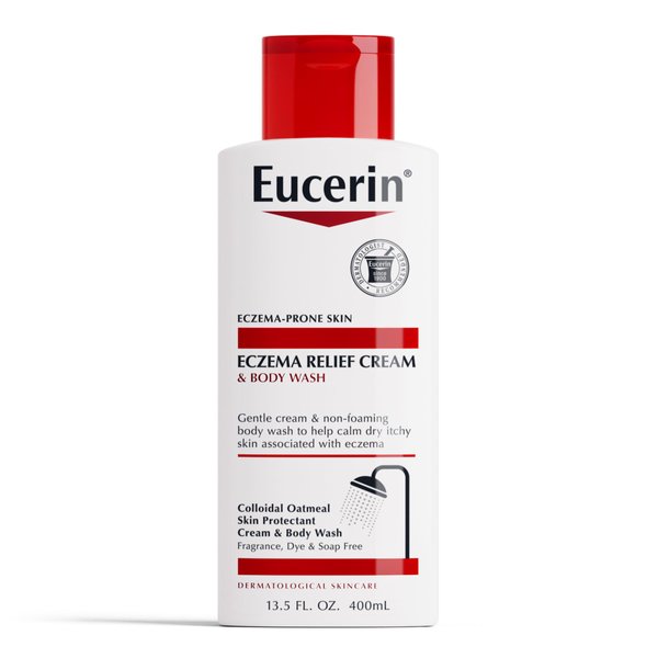 Eucerin Eczema Relief Cream Body Wash, Eczema Body Wash with Colloidal Oatmeal, Ceramide-3 and Licorice Root Extract, 13.5 Fl Oz Bottle