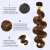 MOMOSHERO Brown Highlight Body Wave Bundles Human Hair, 10A Soft and Glossy Blonde Balayage Ombre One Bundle Human Hair 100% Remy Hair Single Ombre Human Hair Bundle #1b/30 Piano Color Dark Root 22 In