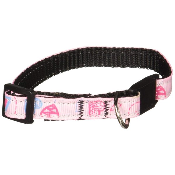 Mirage Pet Products Crazy Hearts Nylon Cat Safety Collars, Light Pink