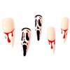 Red Blood Press on Nail Medium Almond Spooky Fake Nail Halloween Red Blood Clown Horror Nail Design Full Cover Fake Nails Glue on Nail Artificial Nails for DIY for Women Girls, False Nails