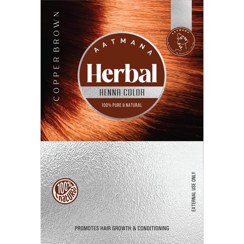 AATMANA Herbal Copper Brown Henna Hair Color with Goodness of 9 Herbs | Copper Brown Henna Mehndi for Hair, Make Hair Soft & Shiner Natural Hair Color for Men & Women 100g