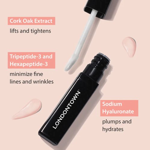 LONDONTOWN Volumizing Plumping Lip Serum Clear High Shine Hydrating Non-Sticky Lightweight Lip Booster with Peptides and Hyaluronic Acid