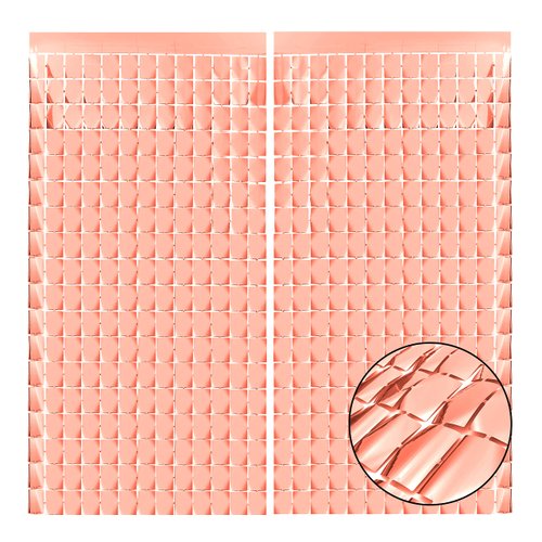 Rose Gold Shimmer Wall Backdrop, Square Backdrop Curtain,2Pcs 3.3x6.6 Feet Rose Gold Streamer Backdrop for Party Decorations