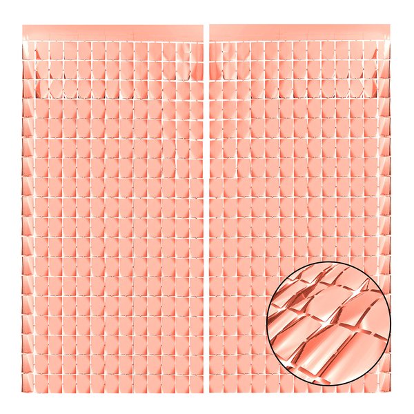Rose Gold Shimmer Wall Backdrop, Square Backdrop Curtain,2Pcs 3.3x6.6 Feet Rose Gold Streamer Backdrop for Party Decorations