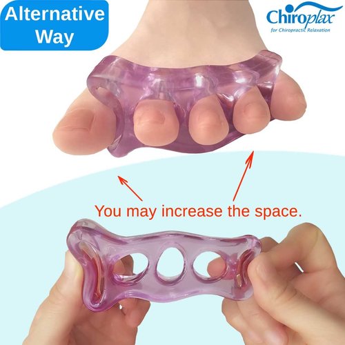 Chiroplax Toe Separators Stretchers Silicone Gel Spreader Spacer for Bunion Bunionette Relief Hammer Overlapping Toe Straightener Corrector (2 Pairs w/Pouch - Lavender)