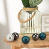 Decorative Ball Set 6.5cm/ 2.5 Inch Mosaic Glass Orbs Sphere Glass Centerpiece Balls Decorative Glass Balls for Bowls Vases Tables Wedding Party (Silver, Turquoise, Black, 6 Pieces)