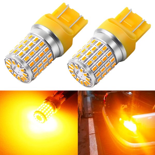 PHINLION 7443 Amber LED Turn Signal Light Bulbs Super Bright 3014 72-SMD T20 7440 7444 LED Yellow Bulb for Turn Signal Blinker Parking Light
