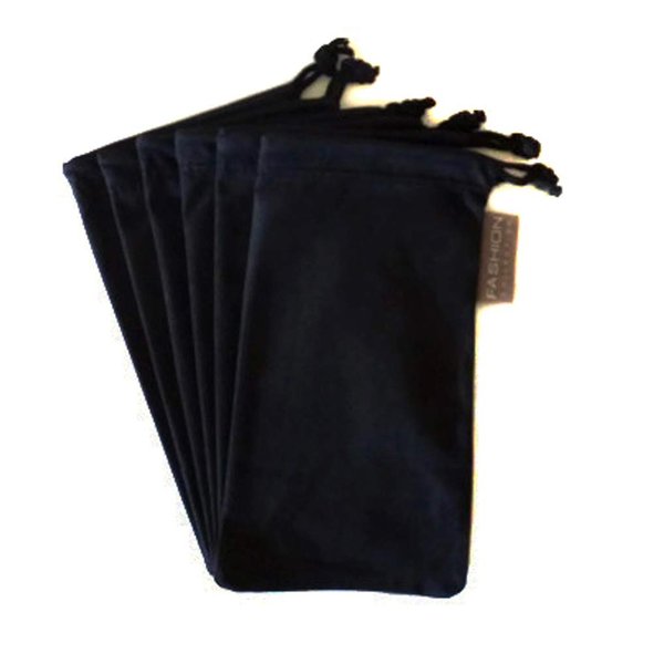 MODA 6 PC Eyewear Eyeglass Microfiber Soft Cleaning Cloth Bag Pouch Case BLACK