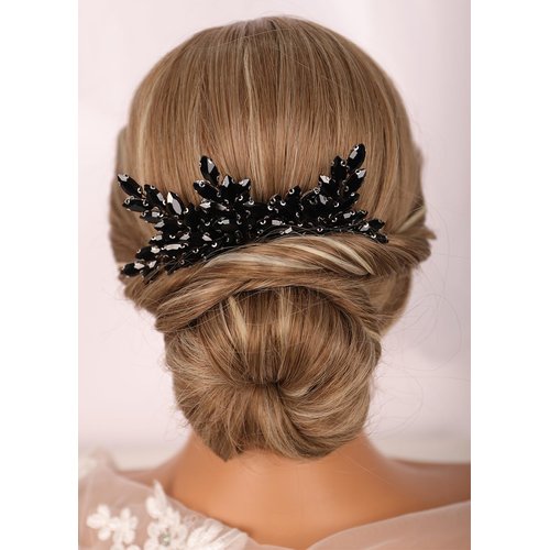 Kercisbeauty 3pcs Vintage Black Beads Hair Pins for Wedding Brides Women Girls Handmade Dainty Hair Piece Jewelry