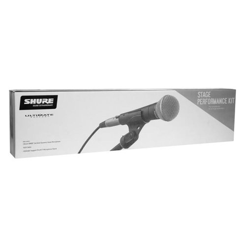 Shure SM58-CN Cardioid Dynamic Vocal Microphone with 25' XLR Cable, Pneumatic Shock Mount, Spherical Mesh Grille with Built-in Pop Filter, A25D Mic Clip, Storage Bag, 3-pin XLR Connector