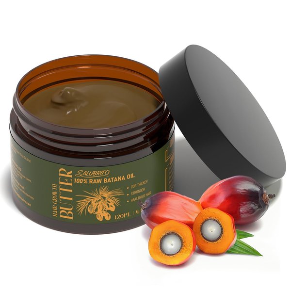 Salubrito Raw Batana Oil, 4oz/120g, 100% Pure & Unrefined Batana Butter for Thicker & Stronger Hair, Moisturizing & Nourishing Hair Massage Oil for Men & Women, Pure & Natural
