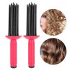 Lwuey Curly Hair Styler Tool, Fluffy Curling Roll Comb Anti Slip Round Brush Wand Portable Volume Curler Combs 17 Teeth Professional Hairstyling Defining Make Up Styling for Salon Home Women Ladies