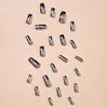 Silver Press on Nails Square Medium Fake Nails Metallic Chrome False Nails Mirror Silver Acrylic Nails Press ons Holographic Metal Chrome Glue on Nails Stick on Nails for Women Manicure 24pcs