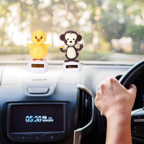 4 Pcs Window Sun Catcher Solar Powered Dancing Animal Swinging Animated Bobble Dancer Toy Car Decor, Solar Window Toys Flower Shark Monkey Chicken Portable Suncatchers(Random Flower Style)