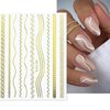 12 Sheets Gold Nail Art Stickers 3D Decals Self Adhesive Gold Line Nail Stickers Design Heart Star Square Triangle Chain Nail Supplies Charms for Women Girls Nail Art Manicure Decoration