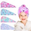 RETON 4 Pack Microfiber Hair Drying Towel, Hair Towel Wrap for Kids Girls Women, Super Absorbent Hair Turbans for Wet Hair, Fast Drying Hair Wrap with Buttons for Curly Long Thick Hair