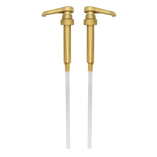 HANDIT - Gold Coffee Syrup Pumps | Fits 750ml / 25-4oz Syrups Torani, Davinci, Jordan's Skinny (Fits Monin 33.8oz Liter Plastic Bottles) Commercial Dispensers Syrups, Condiments - (2 Pack)