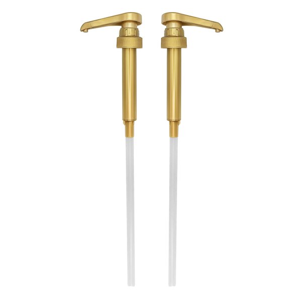 HANDIT - Gold Coffee Syrup Pumps | Fits 750ml / 25-4oz Syrups Torani, Davinci, Jordan's Skinny (Fits Monin 33.8oz Liter Plastic Bottles) Commercial Dispensers Syrups, Condiments - (2 Pack)